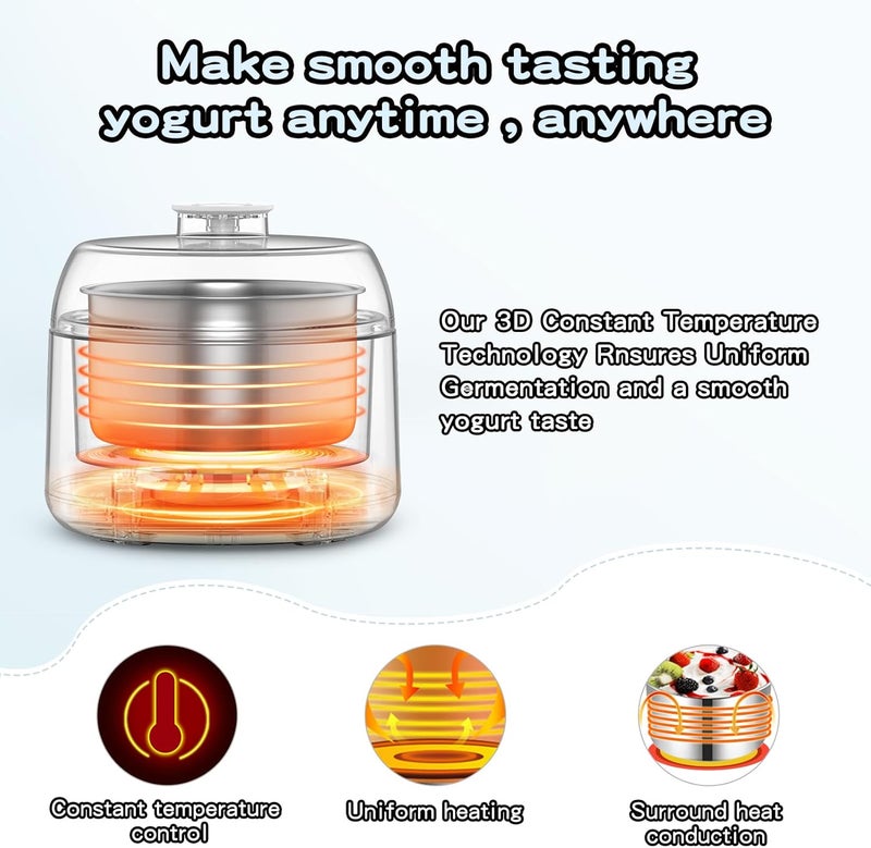 DiDimo Store Yogurt Maker,Automatic Digital Yogurt Machine,3 In 1 Greek Yoghurt Maker Machine With Timer,Can Make Yogurt/Natto and Cheese. - Image 2